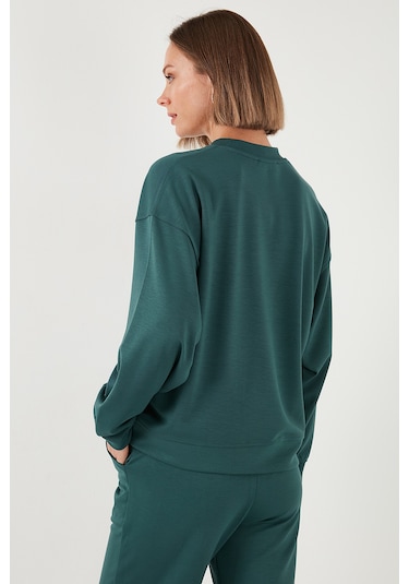 Lela Streç Bisiklet Yaka Oversize Fit Scuba Bayan Sweat 5865879 Nefti