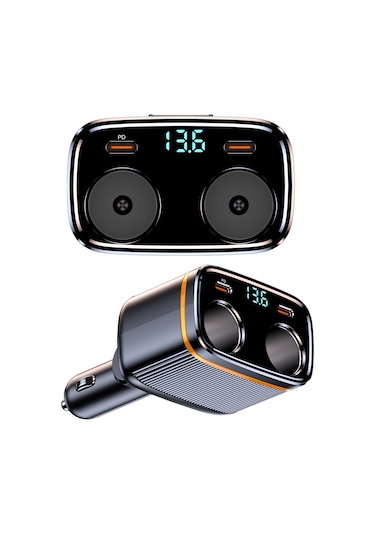 Kangvka Siyah Araç Şarj Aleti 12-24v, Pd45w Hızlı Şarj, İki Usb-c Ve İki Usb Portu, Led Voltaj Göstergesi, Çoklu Güvenlik Koruması