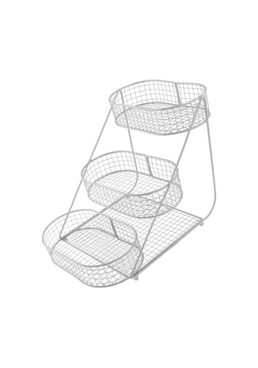 Homyl 3 Katlı Meyve Sepeti Tezgahı Büyük Kapasiteli Konteyner Beyaz