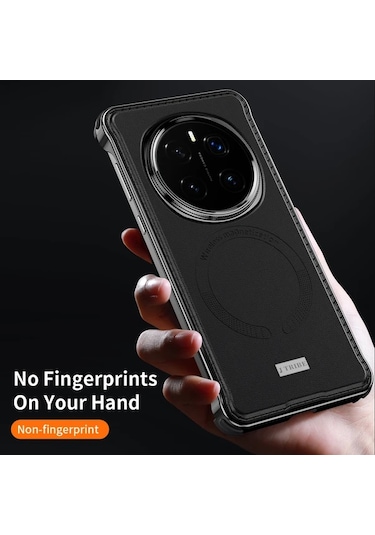 Turcoshop11 Honor Magic 7 İçin Şık Metal Korumalı Manyetik Kılıf Light Brown