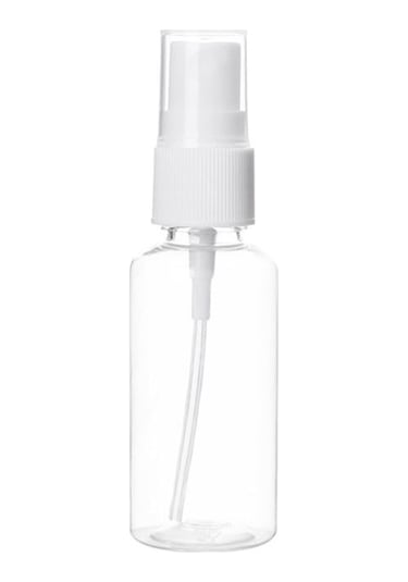 100 Adet - 30ml Plastik Mini Boş Şeffaf Pet Sprey Şişe - Beyaz Sprey Başlık