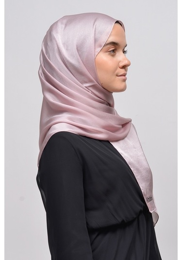 Altobeh Janjan Şık Parlak Saten Dokulu Kadın Tesettür Abiye Şifon Şal - Açık Pudra