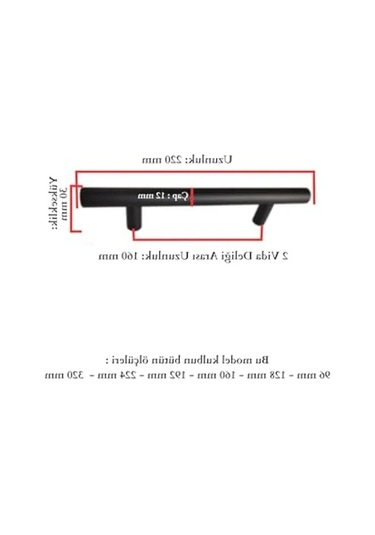 Mat Siyah Paslanmaz Metal Kulp, Farklı Uzunluk Seçenekleri İle A.Ağaç