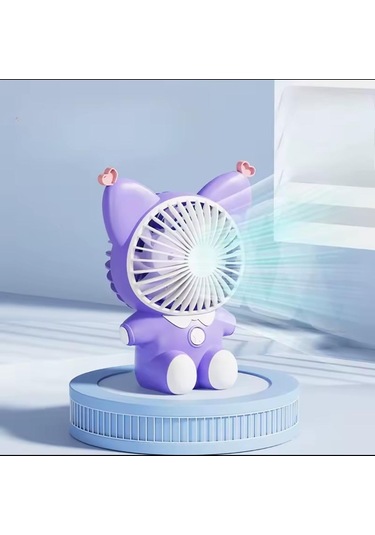 Sevimli Hayvan Masaüstü Şarzlı Özel Figürlü Sarı Renk El Fanı