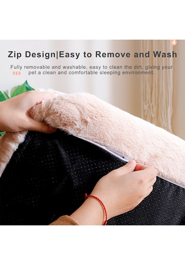 Geeksen Kedi Yatağı Ultra Yumuşak Peluş Malzeme Köpek Kedi Yatakları Kapalı