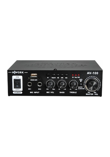 Nwork AV-100 USB - SD - Bluetooth Destekli 100 Watt Stereo Anfi