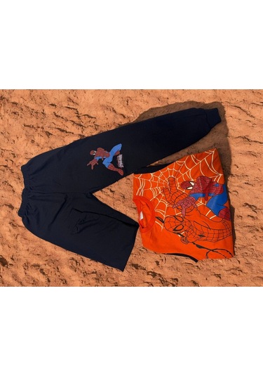 3 İplik Takım Batmen Örümcek Adam Baskılı Turuncu