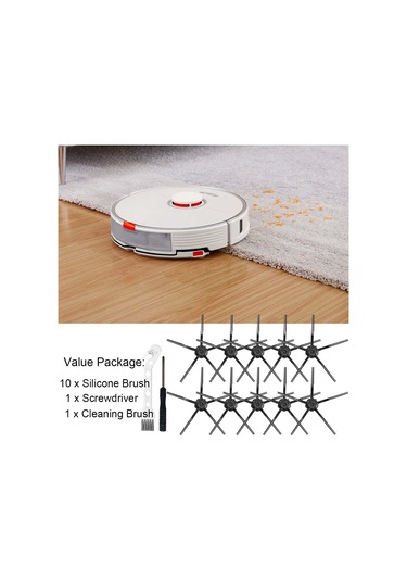 Roborock S7 S6 Maxv S6 İçin 10 Adet Siyah Yumuşak Silikon Yan Fırça