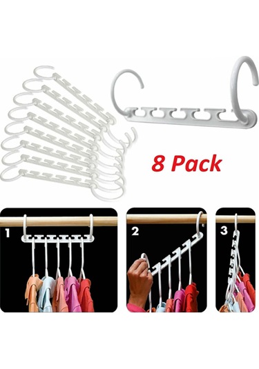 Jeemson 8 Adet Katlanabilir Pp Çekmecelik Askı, 5 Kıyafet Tutabilir, Gardıropu Boşaltan Uzay Tasarrufu Organizer Beyaz