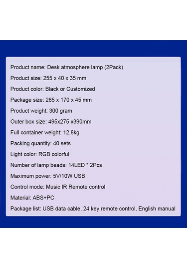 2 Adet Rgb Led Işık Çubuğu, Renkli Çok Renkli Yatay/dikey Led Şerit Işıkları Çok Pozisyonlu Taban İle, Müzik Ritmi Ortam Lambası, Ir Kontrol Usb Işık, Ev Dekoru Oturma Odası, Duvar Dekoru Siyah