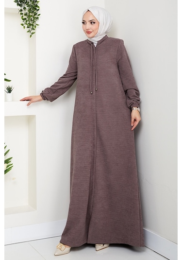 Şönil Gizli Fermuarlı Ferace 1628 - Açık Kahve Açık Kahverengi