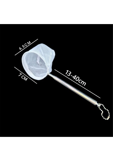 Xindoker Akvaryum Balık Ağı - Paslanmaz Çelik Uzatılabilir Küçük Yuvarlak Beyaz Balık Tutma Aparatı