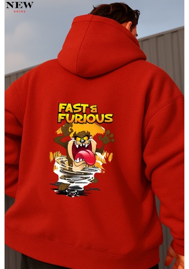 Fast Furıous Baskılı Sweatshirt Kırmızı