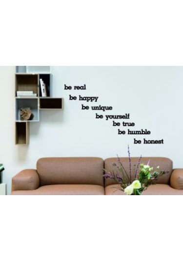 Siyah Be Real Be Yourself Ahşap Mdf Dekoratif Duvar Yazısı-Yeni