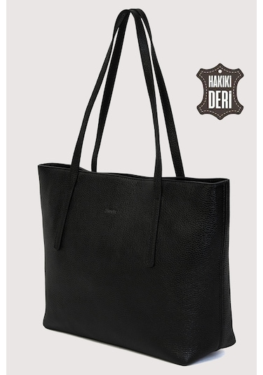 Hakiki Deri Kadın Omuz Çantası Siyah Smr6425 Siyah