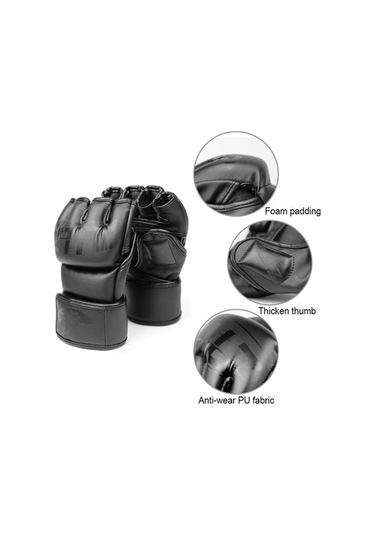 Artfulabode Ztm-001 Yarım Ufc Tasarım Skycıty Siyah Seri Satan Popüler Parmak Mma L En En Eldivenleri Çok Boks - Pl Siyah