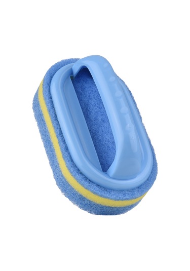 Yaleker Mavi El Fırçasıyla Fibre Pamuklu Temizleyici - Banyo, Tuğla, Havuz İçin 3 Katlı Kalın Yapı Mavi
