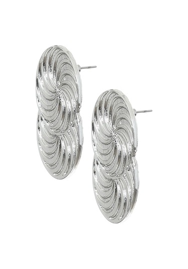 Kadın Lak Gümüş Renk Kaplama Çivili Model Spiral Baskılı Tasarım Küpe Gümüş