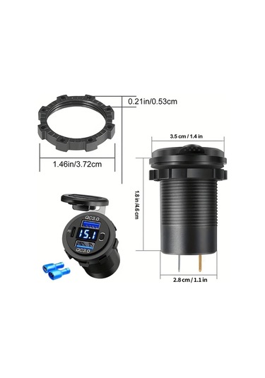 Xuweiwei Mavi Işık Çift Usb Girişli Hızlı Şarj Soketli Dijital Voltmetreli 12v 24v Araç Ve Motosiklet Şarj Cihazı
