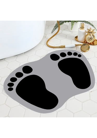 Eco Concept Ayak İzi Kaymaz Taban Banyo Paspası Gri