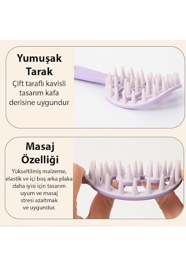 Ezere Saç Derisi Masaj Ve Yumuşak Yıkama Tarağı Mor