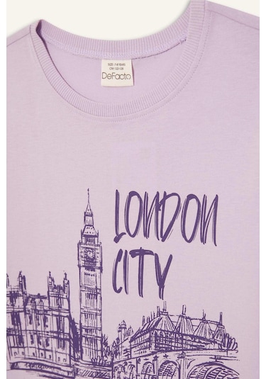 Defacto Kız Çocuk Bisiklet Yaka Baskılı Kısa Kollu Tişört E0349a825smpr143 Mor Defacto Kız Çocuk Bisiklet Yaka Baskılı Kısa Kollu Tişört E0349a825smpr143 Mor