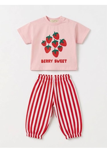 Baby Lory Kids Store Çilek Desenli Bebek Takım Pembe