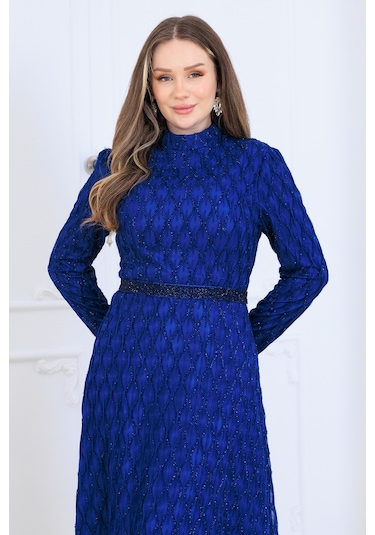 Raika Moda Lina Büyük Beden Tesettür Abiye İndigo