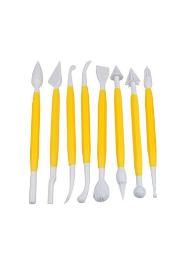 Sarı 8 Adet Çiçek Fondan Kalem Hafif Çikolata Kalıp Düz Renk Dıy Desen Fondan Kesici Kalem Basit Çift Kafalı Gıda Sınıfı