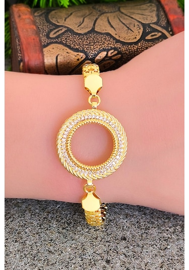 Çeyrek Altın Takılan Bileklik Kadın Çeyrek İçin Bileklik Bt059 Sarı