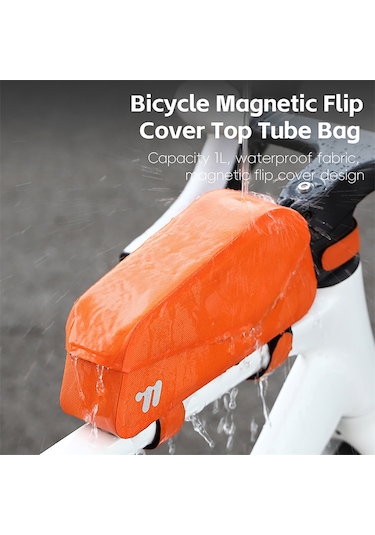 Jeemson Manyetik Kapaklı Su Geçirmez Bisiklet Çantası - 1l Kapasiteli, Kolay Erişim, 600d Tpu Malzeme, Portakal Rengi Turuncu