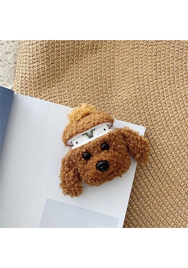 Apple Airpods Pro 1. / 2. Nesil İle Uyumlu Kılıf Kalp Leopar Taş Kiraz Desenli Fiyok Tutmalı Kılıflar Kahverengi