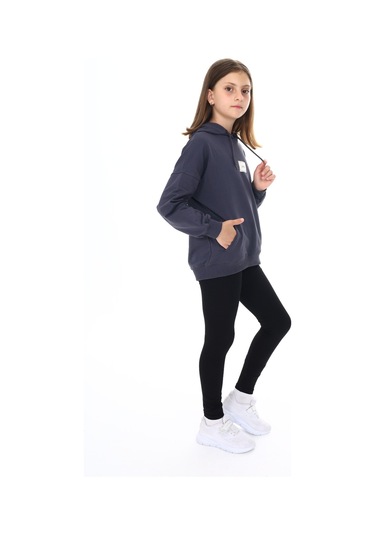 Toontoy Kız Çocuk Armalı Taytlı Takım Füme