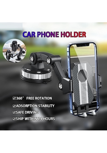Araç İçi Süper Vantuzlu Telefon Tutucu 360 Dönerli Torpido Ve Cam