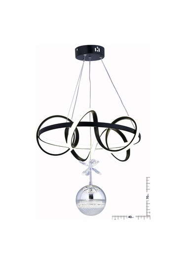 Dart Tek Top Siyah Led Avize Siyah