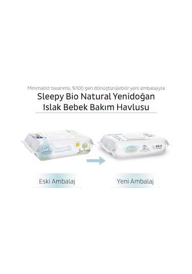 Sleepy Bio Natural Yenidoğan Islak Bebek Bakım Havlusu 24 x 40'lı 960 Yaprak