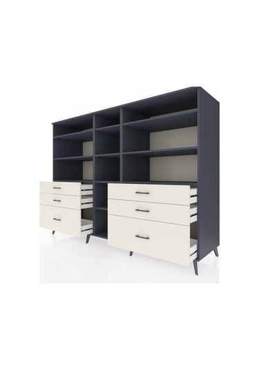 Kronos Dolap 10 Raflı 6 Çekmeceli 220x59x163 Antrasit-antrasit/a Antrasit-antrasit/aytaşı