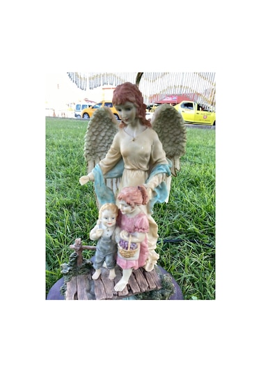 Melek Figürlü Antika Abajur 65 CM Hafif Kusurlu