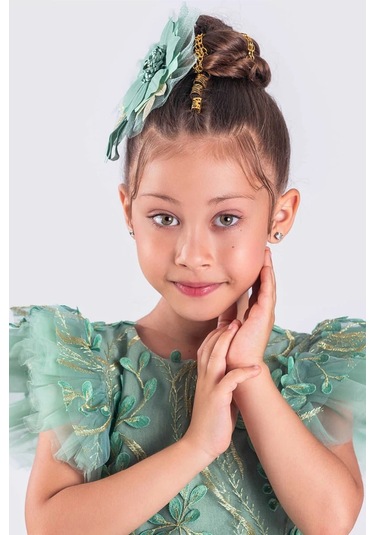 Kız Çocuk Elbise Tütü Etek Nakışlı Yeşil