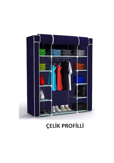 Beyazpazar Bez Dolap Metal Profilli Bez Dolap Portatif Bez Dolap Lacivert
