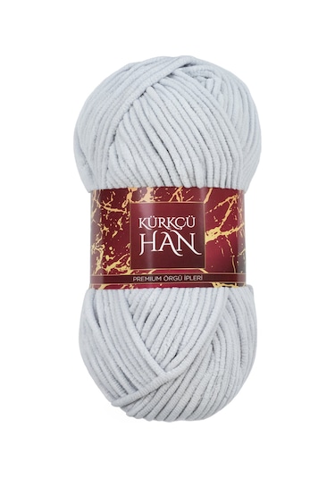 Kadife Yün Buz Mavisi Gri 100gr %100 Polyester Yumuşak Pofuduk Örgü İpi