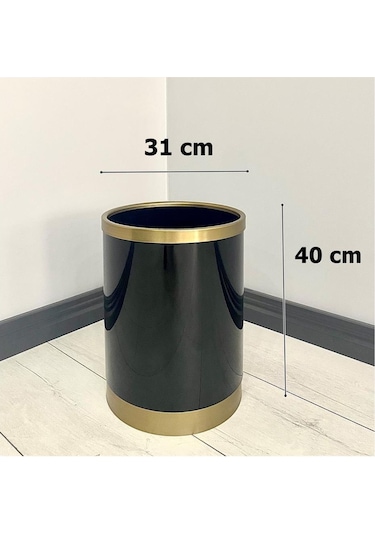 Yağmur Dekoratif Parlak Siyah Eskitme Metal Saksı ,