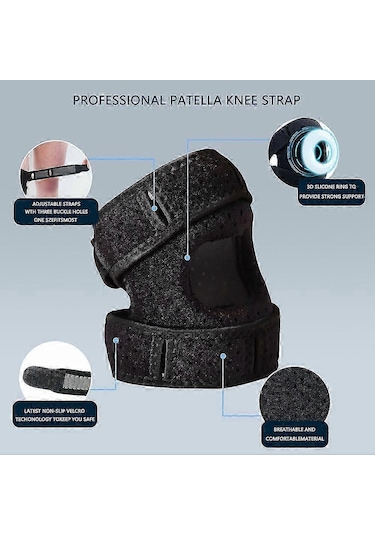 Patellar Tendon İçin Sabitleyicili Dizlik, Erkekler, Kadınlar, Yaralanmalar, Koşu, Spor Ve Fitness İçin Ayarlanabilir Diz Destekli Sıkıştırma Kayışı Gri Sm