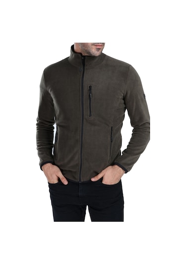 Ghassyco. Erkek Tam Fermuarlı Polar Ceket Siyah