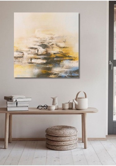 Soyut El Yapımı Yağlı Boya Tablo 75x75cm Hij4065