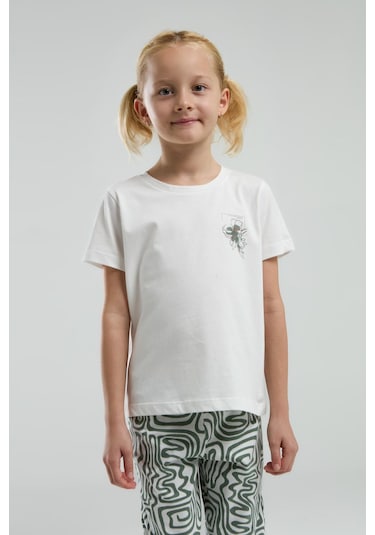 Arnetta 3303 Kız Çocuk Desenli Bisiklet Yaka Şortlu Kısa Kol Pijama Takım Yeşil