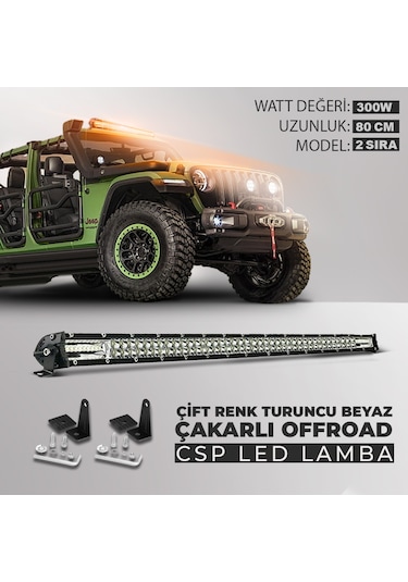 300 w 80 cm Çift Sıra 5 Modlu Turuncu Beyaz Off Road Led Bar Uyum