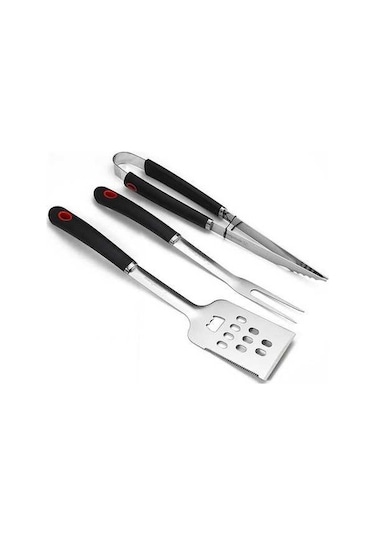 Açık Paslanmaz Çelik 3'lü Barbekü Seti Izgara Gümüş-siyah Gümüş - Siyah