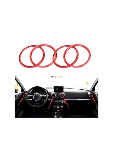 Reedark Audi A1 İç Mekan Klima Vant Dekorasyon Halka, Alüminyum Alyaş, 4 Adet,  Ebat, Korozyon Dirençli, Kolay Kurulum