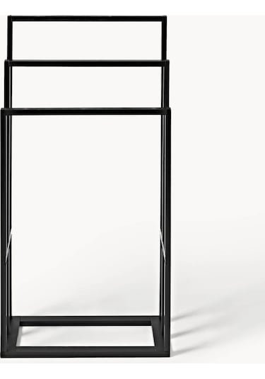 Bambu Üçlü Metal Banyo Havlu Askılığı Siyah